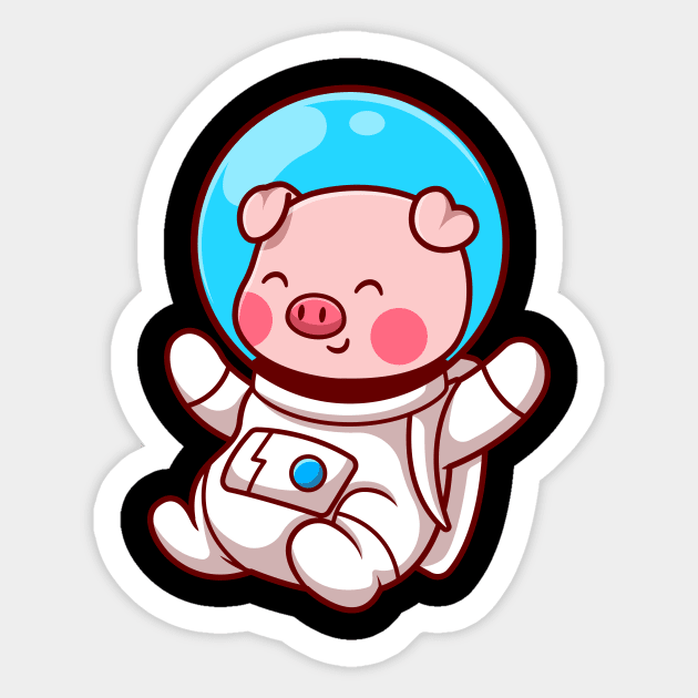 Cute Pig Astronaut Floating Cartoon Sticker by Catalyst Labs